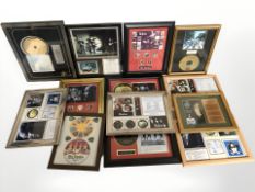 The Beatles - A group of framed prints, picture discs, etc.