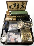The Beatles - A group of collector's alarm clocks, telephone in the form of a double decker bus,