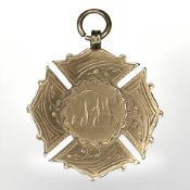 A 9ct gold cycling award fob 'Leystonstone CC Championship 1901,