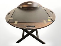 A mahogany square butler's tray table, on stand, width 58 cm.