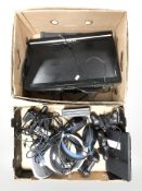 Electricals including Sony PS2 slim, controllers, head sets, Techwood monitor,