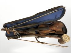 A Franzesko Ruggeri copy violin labelled within Cremona 1675, with one piece 14