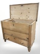 A Victorian pine mule chest,