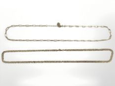 Two Sterling silver gilt necklaces, length 50 cm each. CONDITION REPORT: 23.7g.