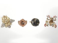 Four gilded Sterling silver dress rings CONDITION REPORT: All size O or O 1/2