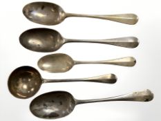 Three Victorian silver tablespoons, London 1885,