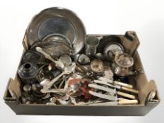 Assorted EPNS cutlery, tea wares, salvers, etc.