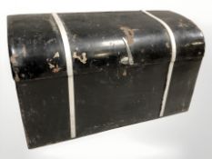 An early 20th century lacquered tin trunk, width 101 cm.