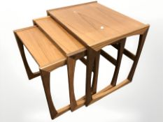 A G Plan teak nest of three tables, width 53 cm.