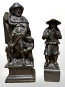 Two 19th century Dutch carved oak figures, tallest 27.5 cm.