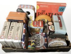 The Beatles - A group of collector's tins, lunch boxes and similar items.