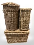 Three various wicker hampers