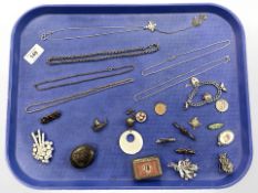 A group of antique and later jewellery items to include silver charm bracelet,