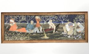 Austrian Secessionist School : Four figures in a rowing boat with Austrian flag,