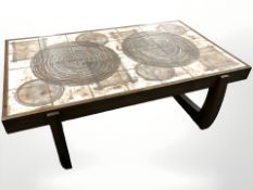 A 20th century Scandinavian tiled inset coffee table,