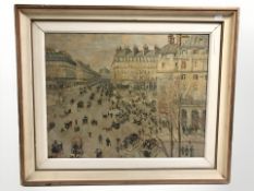 After Camille Pissarro : Place du Theatre, colour print, 43 cm x 55 cm.