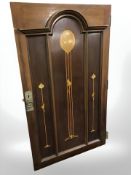 An Art Nouveau inlaid mahogany cabinet door, 97 cm x 56 cm.