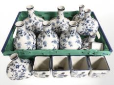 A collection of modern Chinese blue and white porcelain vases.