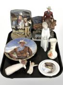 A group of John Wayne collectibles, Willow Tree figurines, Lladro figure of a girl in night dress,