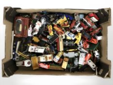 A large quantity of play worn die cast vehicles including Corgi, Cameo, Matchbox Superkings, etc.