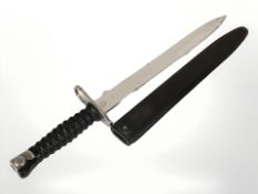 A Swiss Model 1957 bayonet and scabbard, blade 24 cm.