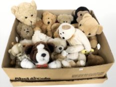 A collection of teddy bears and soft toys