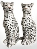 A large pair of ceramic figures of leopards, height 90 cm.