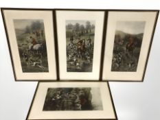 After A C Havell, a set of four coloured fox hunting prints, published 1902, each 59 cm x 30 cm.