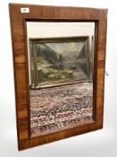 An antique rosewood mirror, 56 cm x 76 cm.