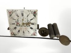 A George III eight day long case clock movement, with painted 13