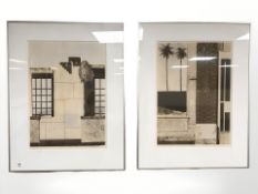 Danish School : Concrete house, pen and ink with watercolour, 37 cm x 52 cm,