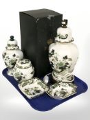 A group of Mason's Chartreuse ceramics including lamp base, ginger jar, etc.