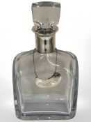 A Danish silver mounted decanter, stamped E Dragsted, Sterling, Denmark,