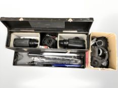 A quantity of studio lighting.