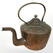 A Victorian copper kettle,