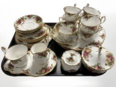 Twenty six pieces of Royal Albert Old Country Roses tea china,