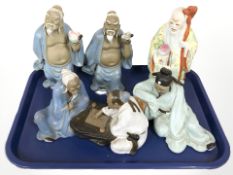 A group of Chinese earthenware figures and groups depicting elders, etc.