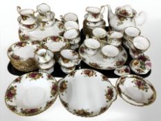 Approximately eighty five pieces of Royal Albert Old Country Roses tea, dinner and cabinet china.