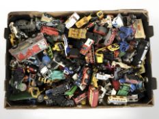 A large quantity of play worn die cast vehicles including Lesney, Matchbox, Majorette, etc.