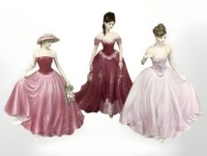Three Coalport figures 'Ladies of Fashion Diane', 'The Rose Bowl' No.