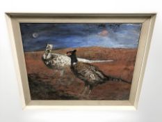 Lench (20th Century) : Pheasants, oil on canvas, signed and dated 1960, 69 cm x 90 cm.