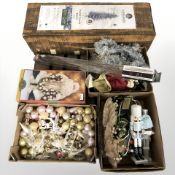 A quantity of Christmas decorations.