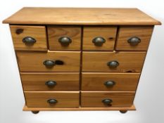 A pine chest of ten drawers,