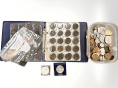 An album of pennies, commemorative crowns, Georgian coins, world coins, etc.