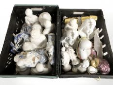 Assorted modern Chinese porcelain figures of Buddha, further Egyptian figures, etc.