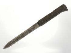 A Second World War Czech Mauser bayonet, shortened to a fighting knife, overall 30 cm long.