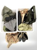 A pair of hiking boots, size 10, wellington boots,