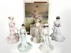 Three Coalport La Belle Epoque figures 'Lady Alice' No. 1365 of 12500, 'Sophie' No.