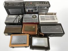 Ten various vintage radios including Bush, Dynatron, Fidelity, etc.