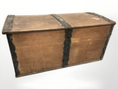 A 19th century metal bound chest,